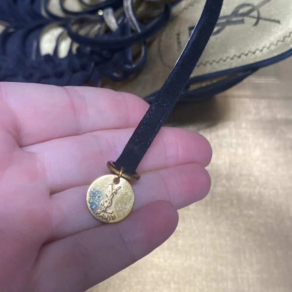 YSL black suede wedge sz38 - Picture 6 of 10